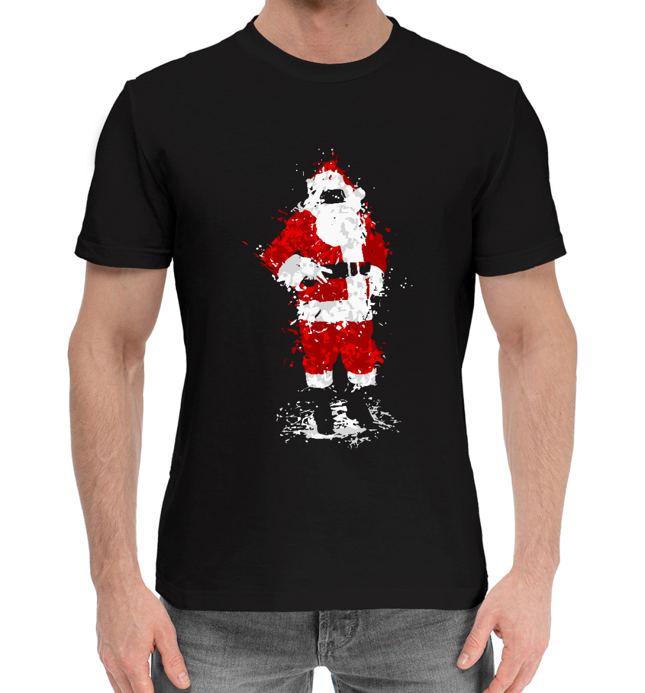 Мужская Хлопковая футболка Санта, артикул: DMZ-255995-hfu-2