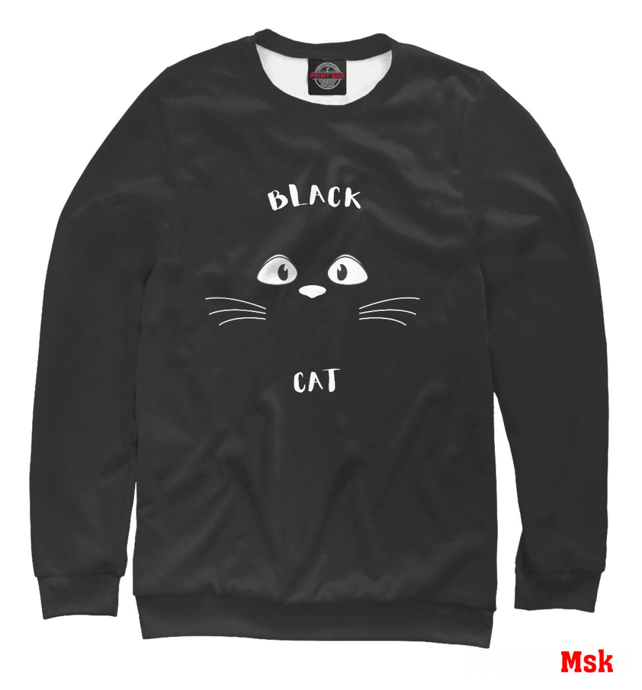 Мужской Свитшот Символ года черный кот, артикул: CAT-586555-swi-2