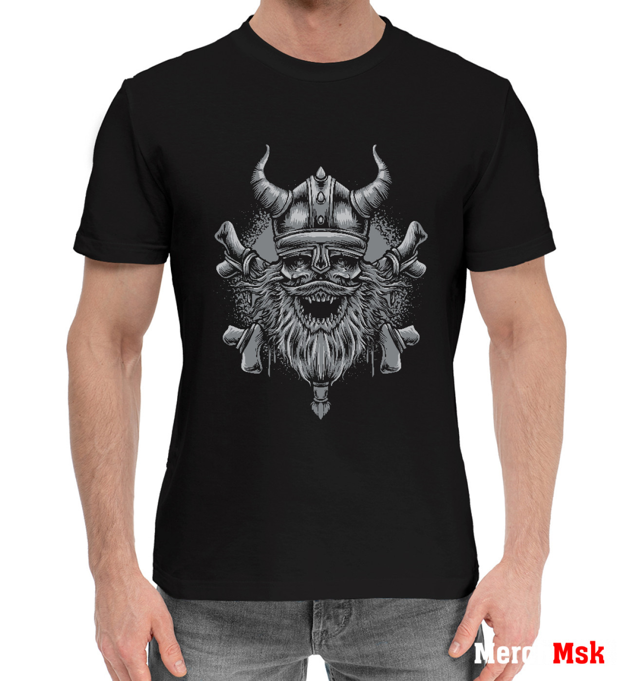 Мужская Хлопковая футболка Веселый череп нормана, артикул: VIK-393875-hfu-2