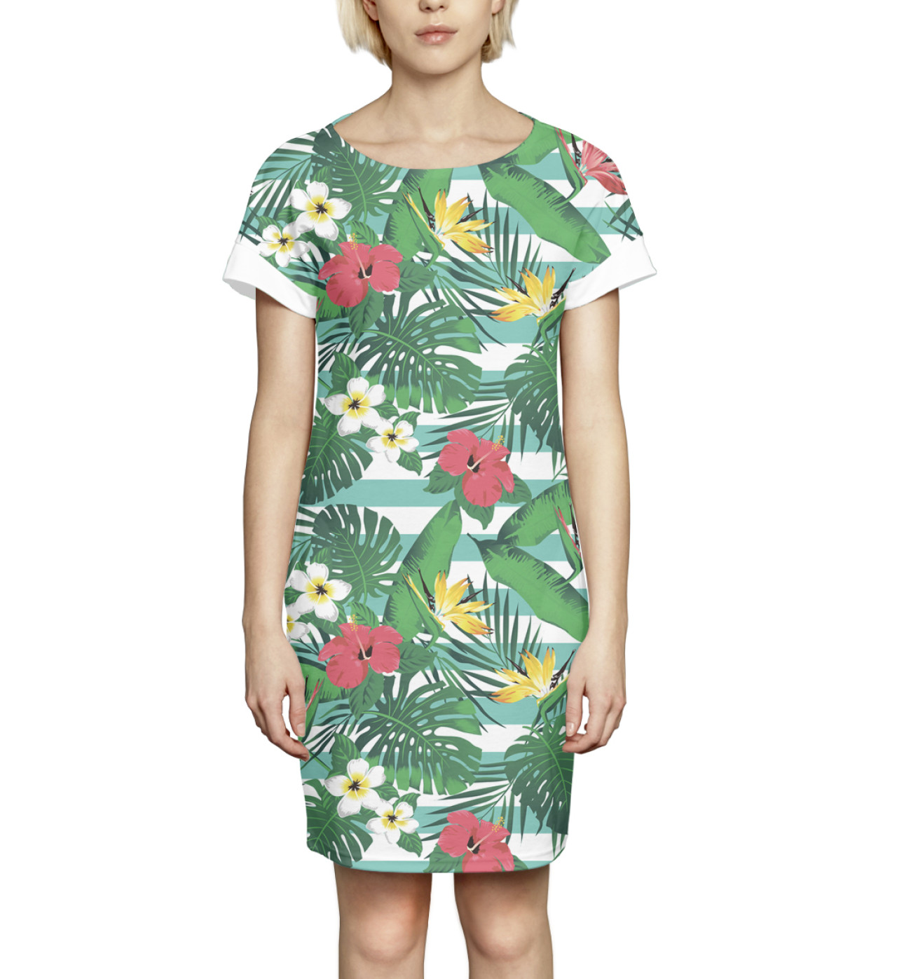 Женское Платье летнее Цветы и листья, артикул: NWT-161785-pkr-1