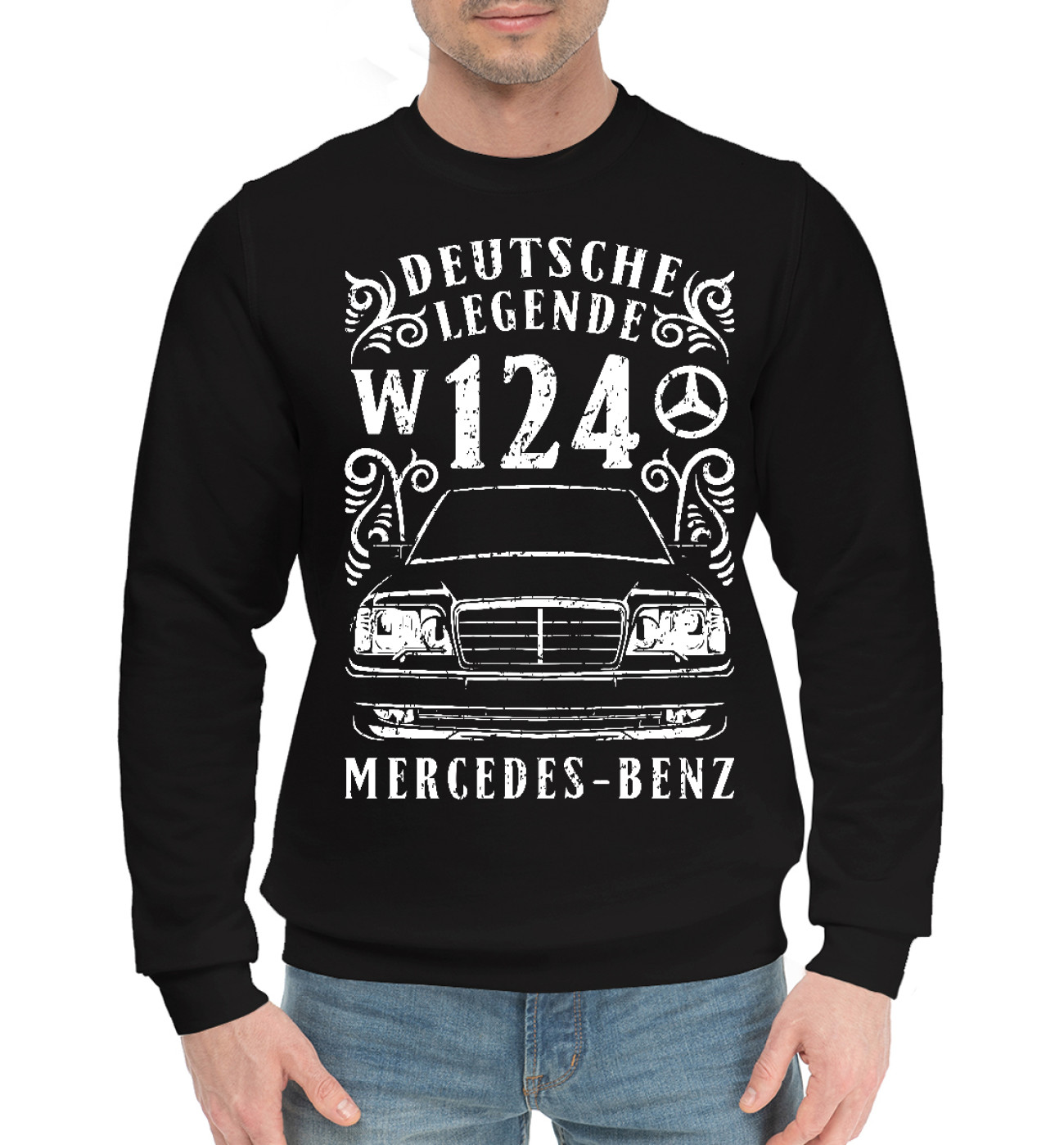 Мужской Хлопковый свитшот Mercedes-Benz W124, артикул: MER-606694-hsw-2