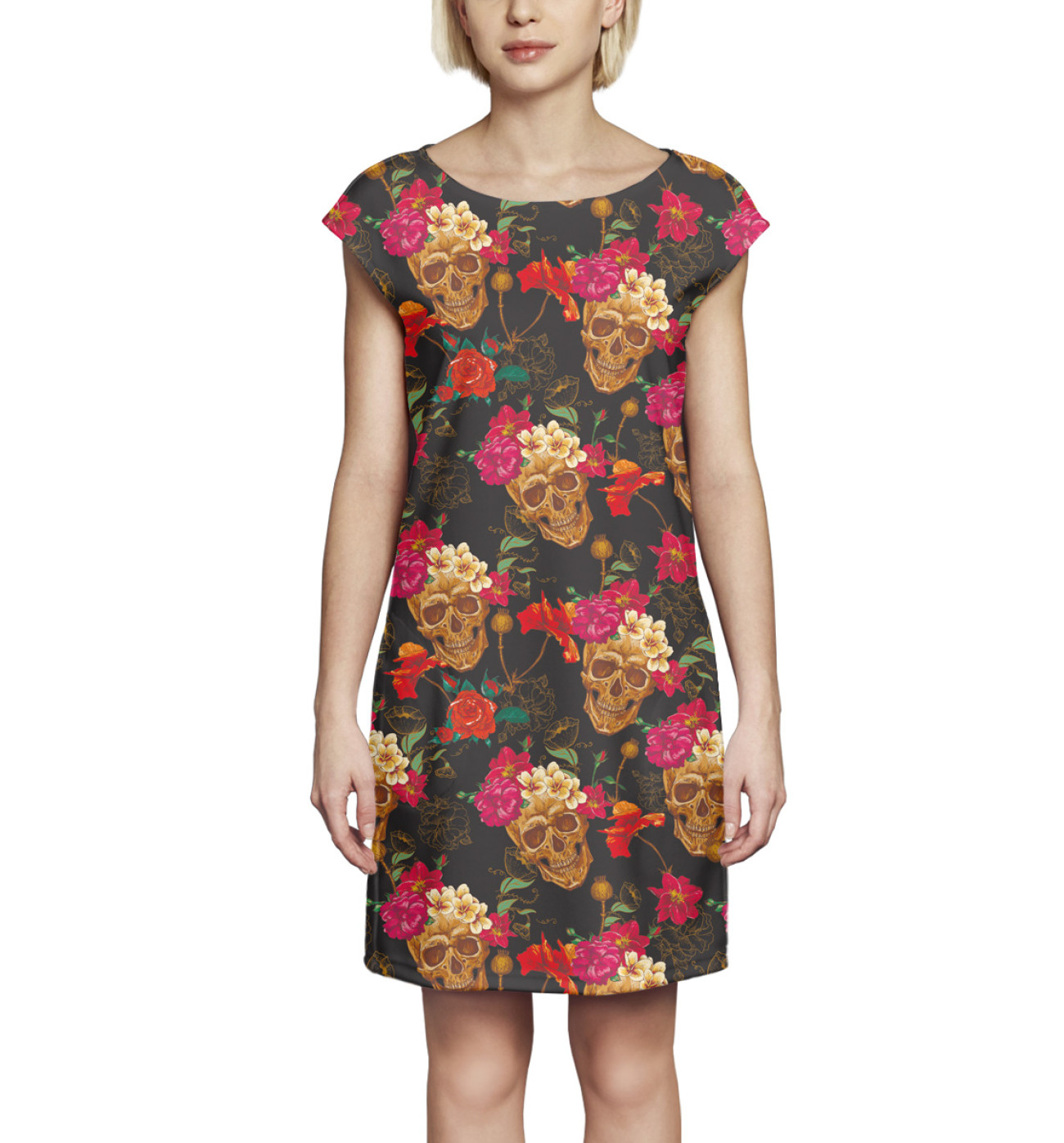 Женское Платье без рукавов Черепа и цветы, артикул: NWT-466675-pbr-1