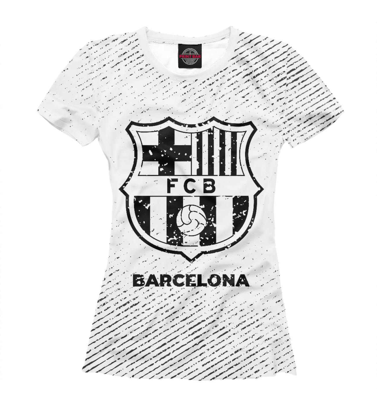 Женская Футболка Barcelona гранж светлый, артикул: BAR-261944-fut-1