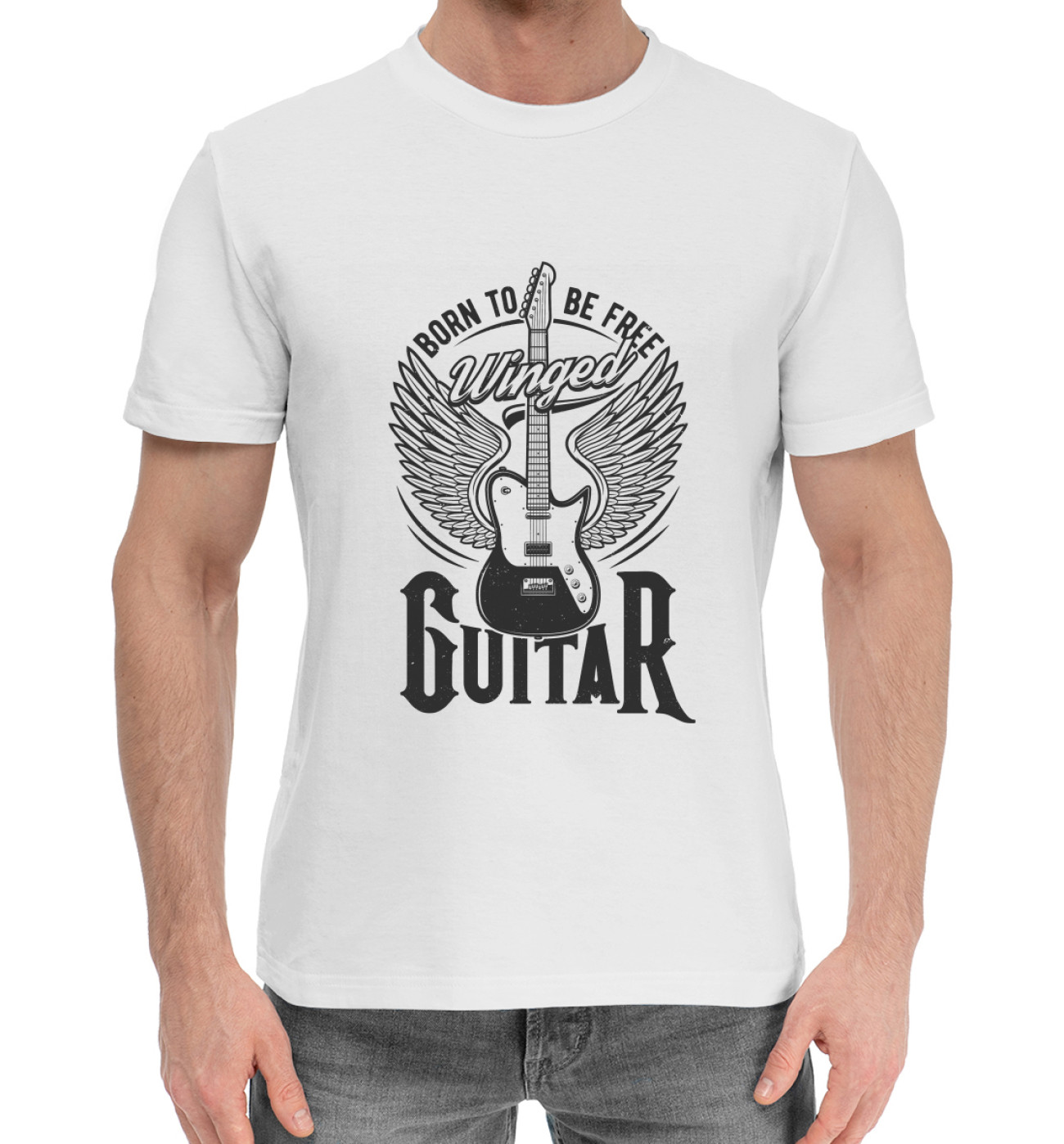 Мужская Хлопковая футболка Гитара, артикул: MZK-778076-hfu-2