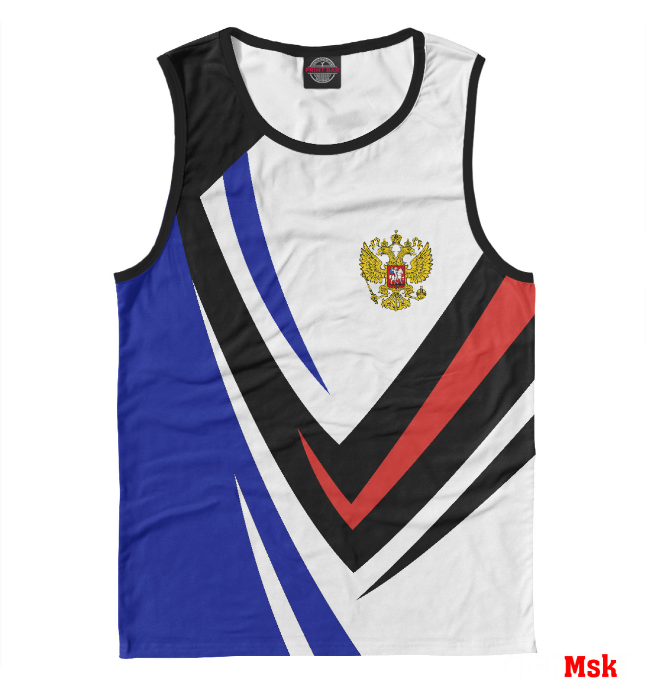 Мужская Майка Россия - флаг на рукавах, артикул: SRF-641096-may-2