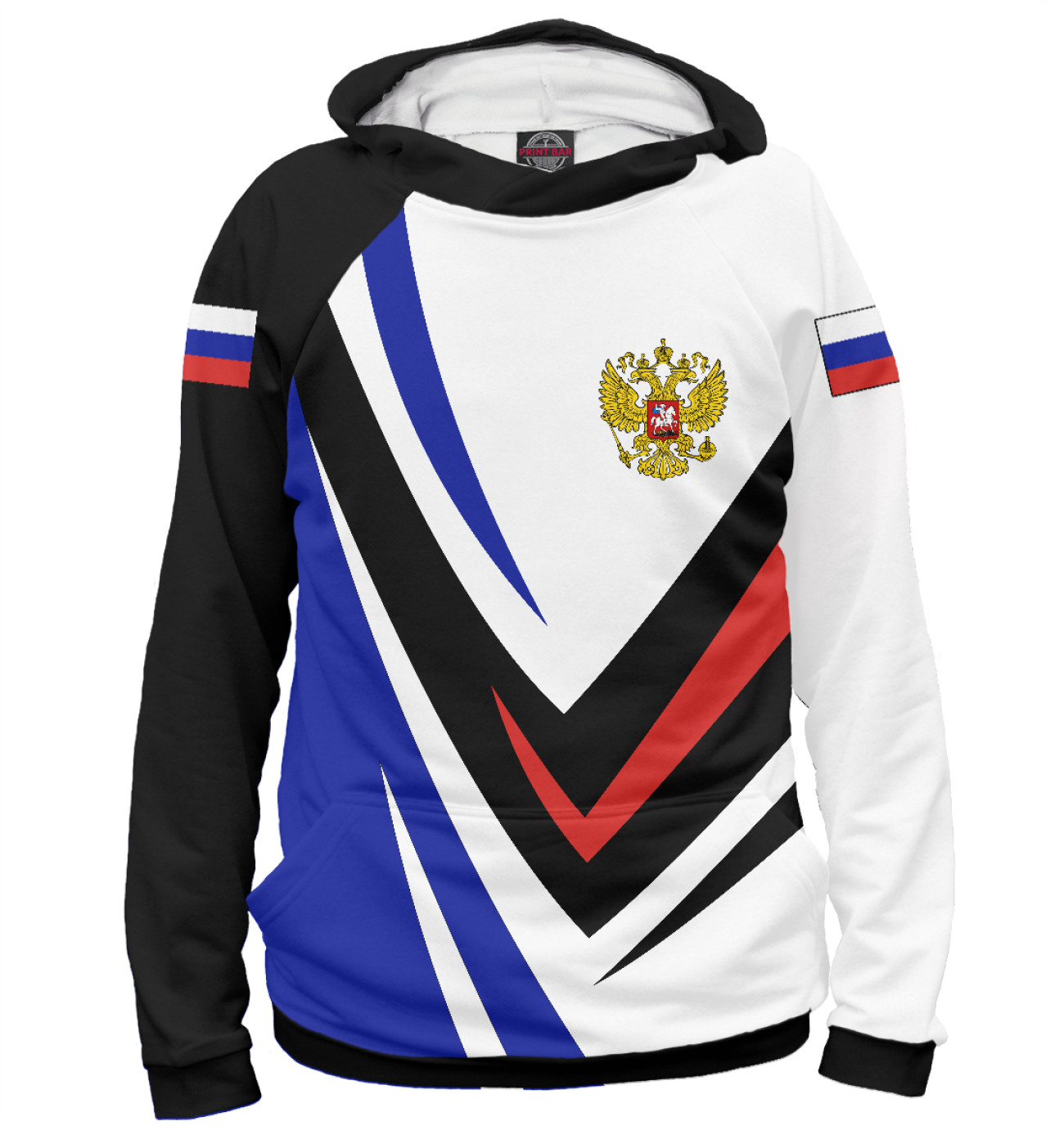 Мужское Худи Россия - флаг на рукавах, артикул: SRF-641096-hud-2