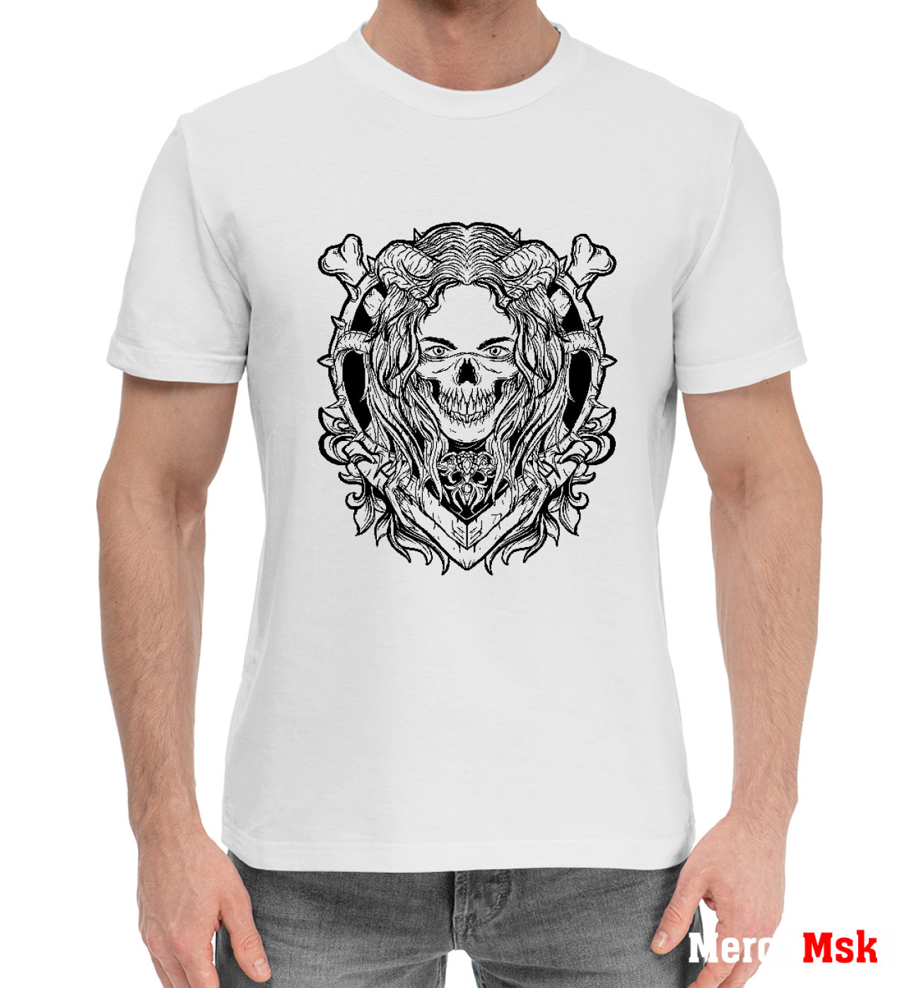 Мужская Хлопковая футболка Костлявая Красотка, артикул: SKU-417101-hfu-2