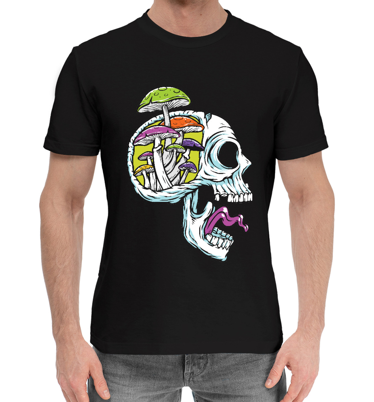 Мужская Хлопковая футболка Черепной грибок, артикул: SKU-975571-hfu-2