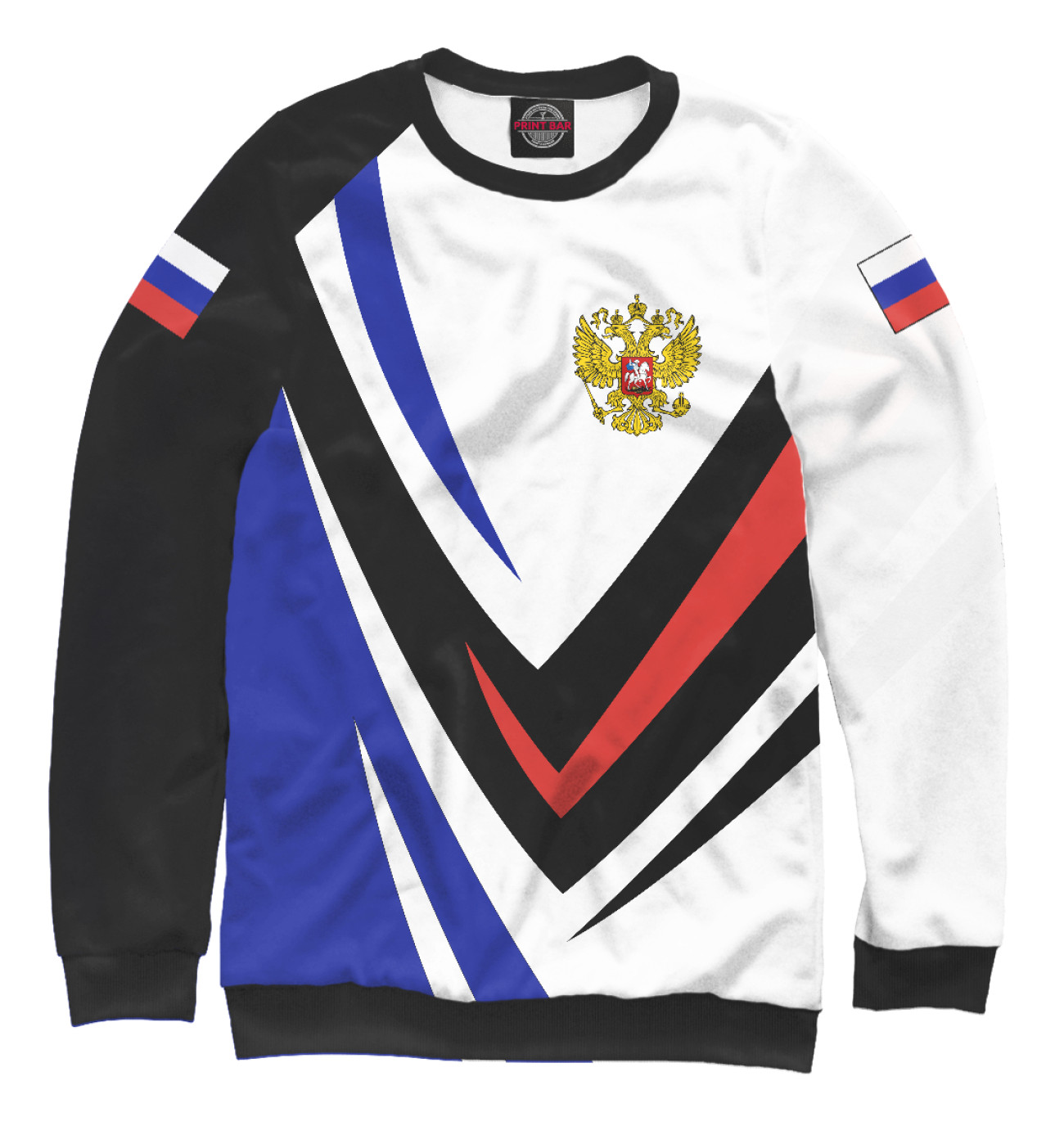 Мужской Свитшот Россия - флаг на рукавах, артикул: SRF-641096-swi-2