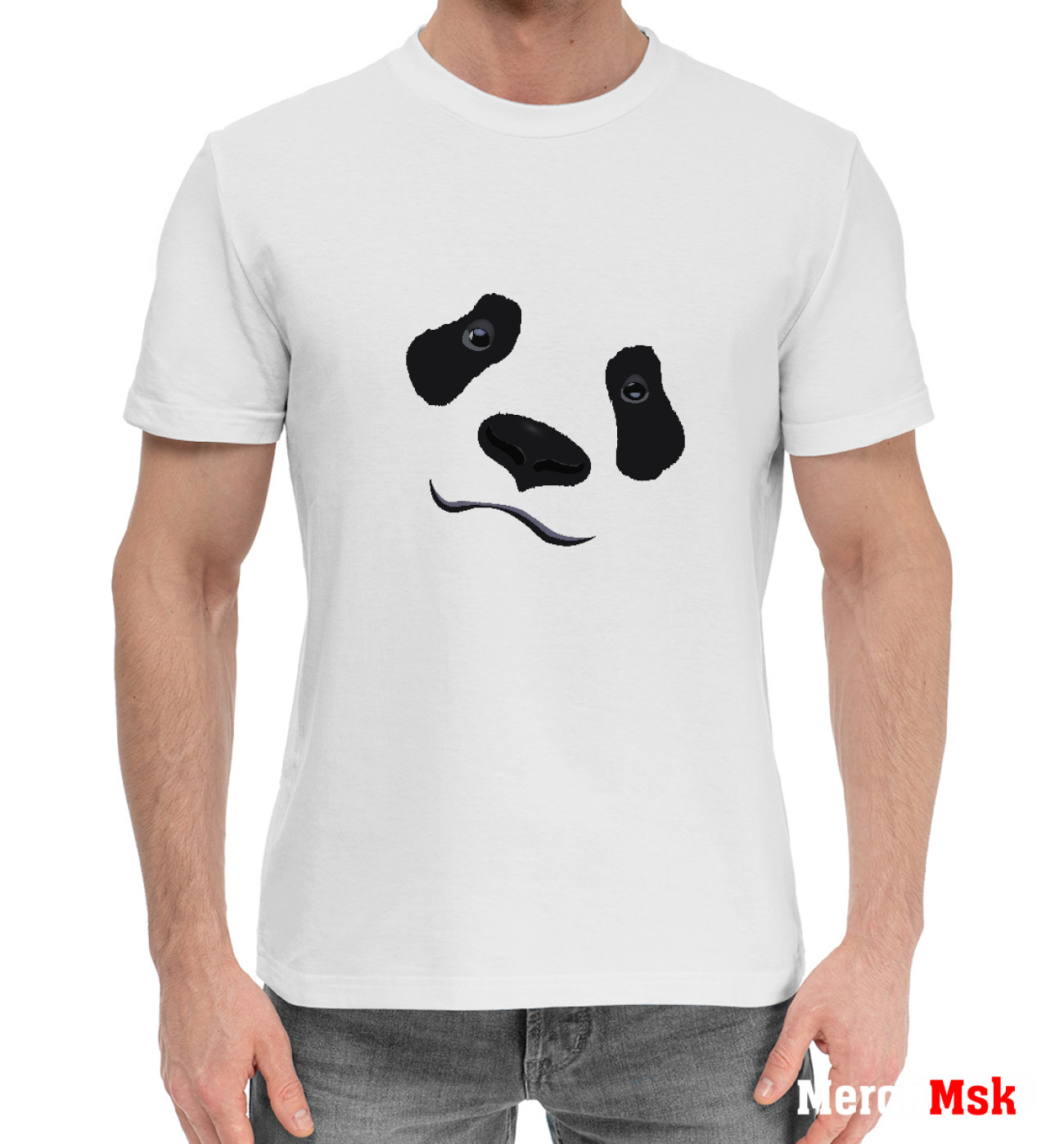 Мужская Хлопковая футболка Взгляд панды, артикул: PAN-159399-hfu-2